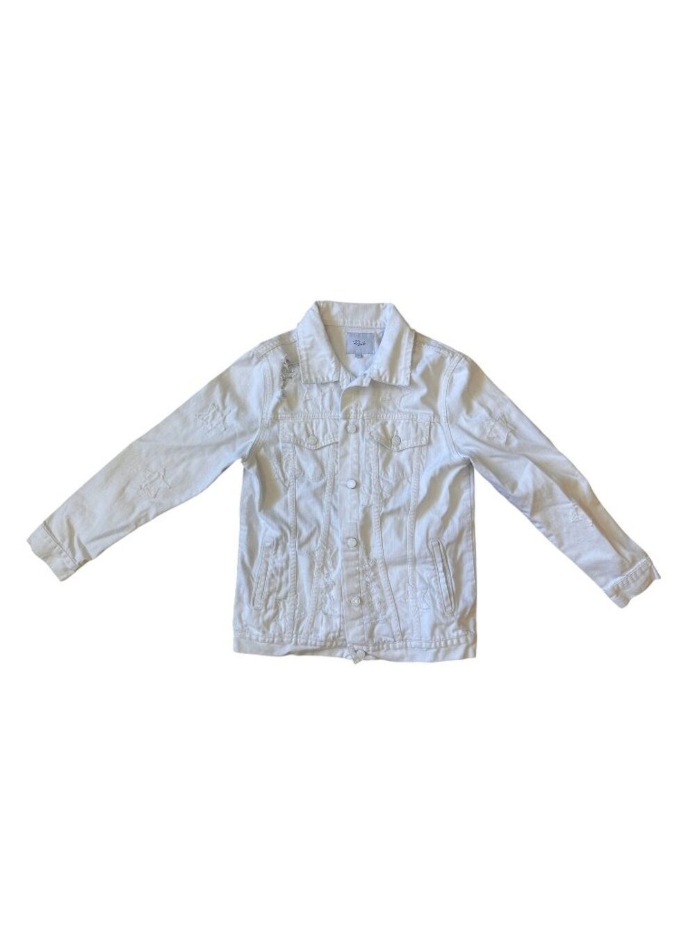 Rails Knox White Stars Embroidered Denim Jacket Women Small White Trucker Casual